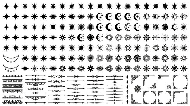 Black and white star moon shapes.