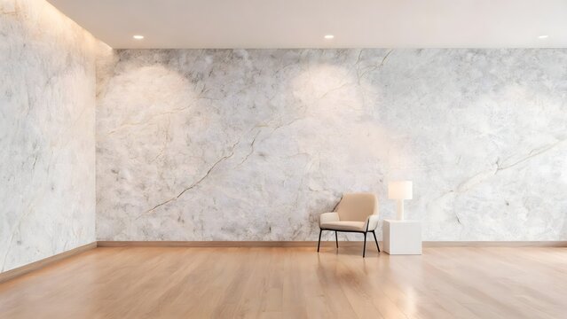 Modern minimalist room with marble wall