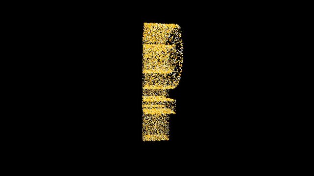 Premium animation of luxury gold particles forming a Ruble symbol. Elegant overlay footage for financial success and wealth concepts.
