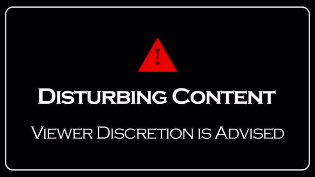 Warning. Disturbing Content, Viewer Discretion is Advised Animated Sign animation in 4k animation with alpha channel  on transparent background Warning. Disturbing Content, animation 