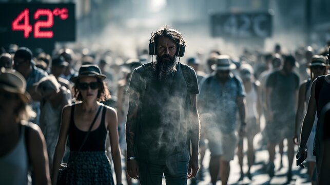 Menschen k&auml;mpfen bei 42 Grad Celsius gegen die extreme Hitzewelle in Europa