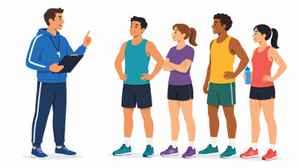 Obraz premium Professional Fitness Instructor Training a Group of Active Diverse Athletes