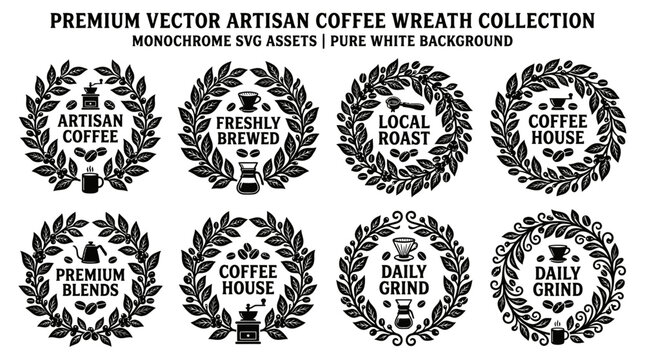 Coffee Artisan Wreath Logos Collection.