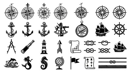 Obraz premium Nautical icons and symbols collection.