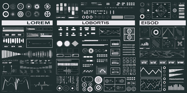 Futuristic interface elements vector illustration with geometric shapes and lines