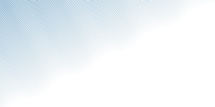 Blue wave texture gradient. Fading curved linear halftone gradation. Wavy water lines pattern wallpaper. Thin to thick undulate stripes background for overlay, print, cover, graphic design. Vector