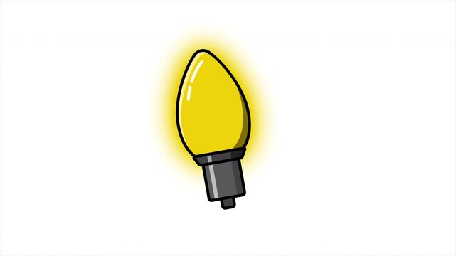 Modern bulb animation. Colorful light bulb. Colorful light for decoration. Cartoon light bulb. Holiday ornaments. 4K animation