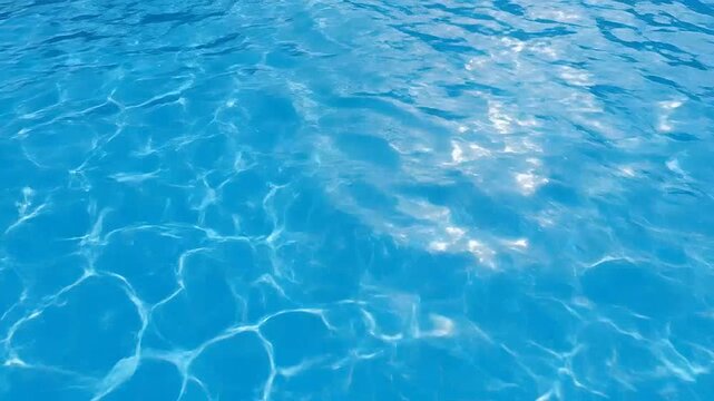 Crystal clear blue water ripples in a bright swimming pool