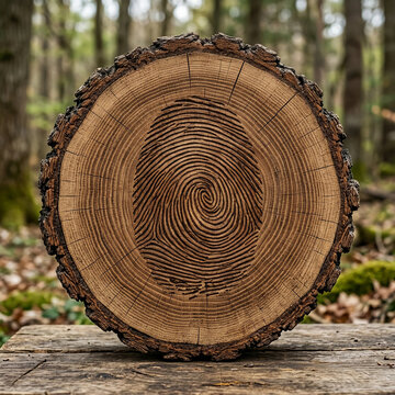 Tree Rings Transforming into a Human Fingerprint Concept