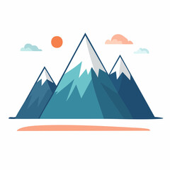 Fototapeta premium Stylized Mountain Range with Sun and Clouds