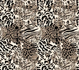 leopard animal skin seamless pattern, mixed stripes and cheetah spots texture textile  © anwar