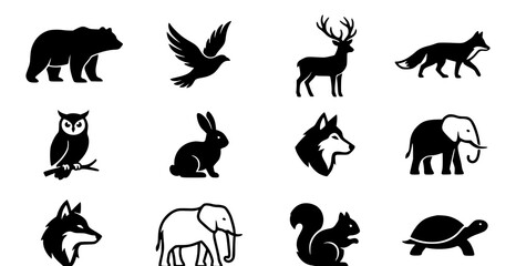 wild animals silhouettes © aliful