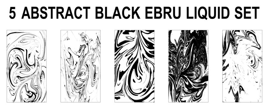 Set of Marble wavy pattern. Abstract background illustration. Ebru, Turkish marbling art background collection.