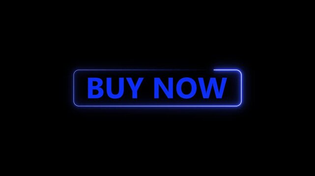 Neon blue buy now button animation with glowing outline for e-commerce and digital marketing projects