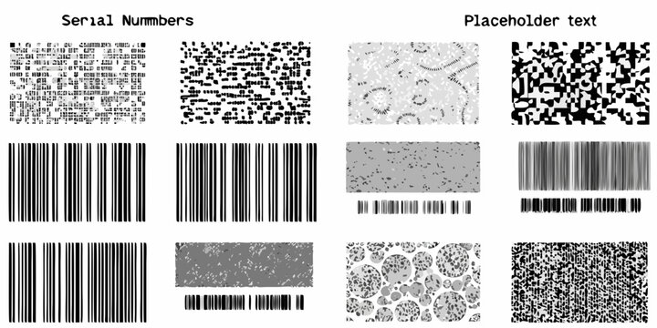 Collection Of Black And White Barcodes And Data Matrix Patterns