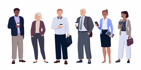 Fototapeta premium Diverse business people illustration flat vector style on a white background