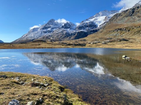 High moor lake Lej Pitschen (Bernina Pass) Canton of Grisons, Switzerland - Hochmoorsee Lej Pitschen (Berninapass) Kanton Graub&uuml;nden, Schweiz