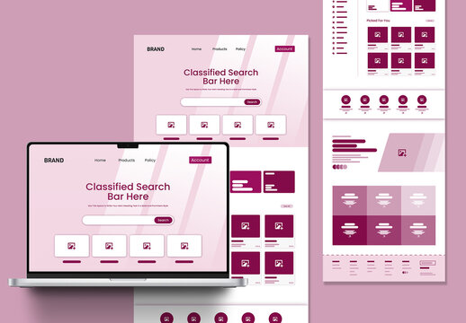Classified Ads Marketplace Landing Page UI Wireframe