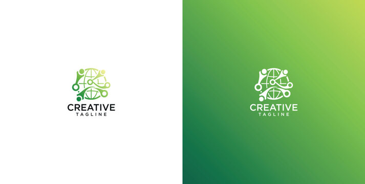 Professional Abstract Technology Logo Design Featuring Interconnected Nodes and Network Lines in a Modern Circular Gradient Style