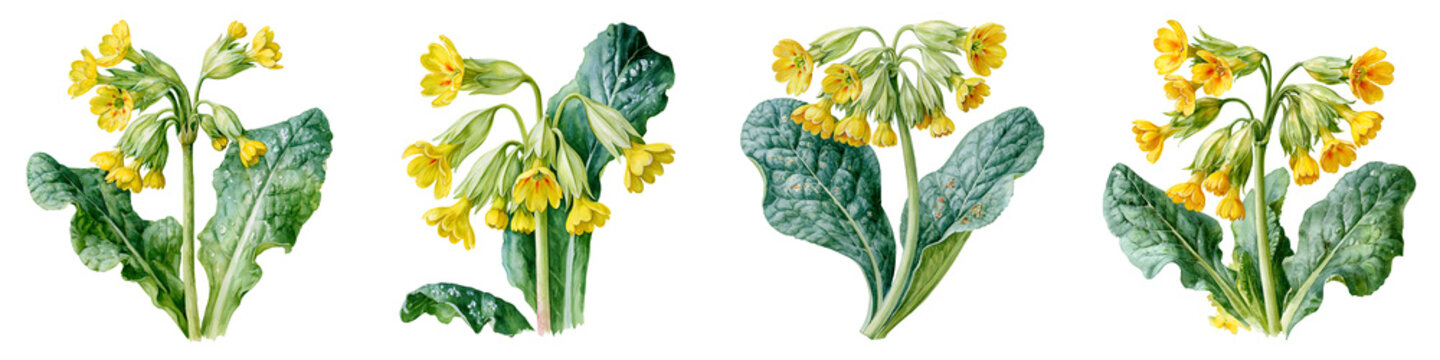 cowslip plant isolated on white transparent background - design element cut-out object