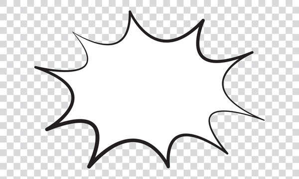 White Comic Explosion Speech Bubble with Black Outline for Cartoon Sticker and Poster Design Cartoon Burst Frame with White Comic Explosion and Black Border Speech Bubble Template