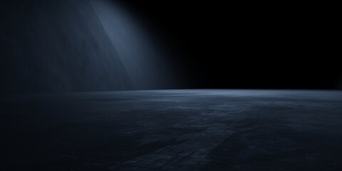 Minimal futuristic 3D showroom dark, geometric architecture, concrete floor. Modern sci-fi background for product display, automotive, advertising, technology, game presentation, luxury, showcase © Tanawat Thipmontha