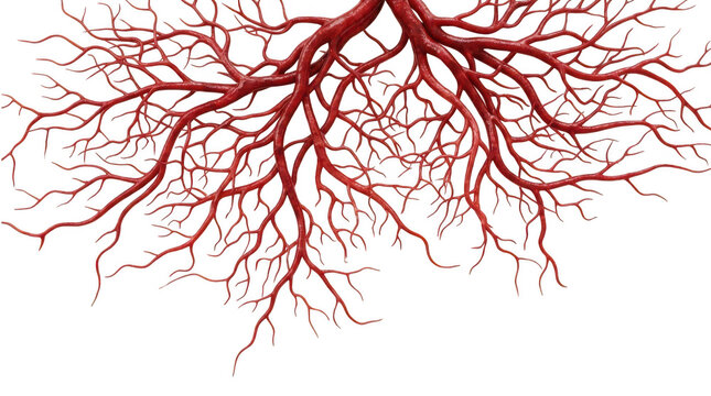 3d illustration of human blood vessels or bronchial tree isolated on transparent background