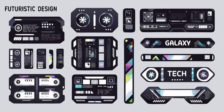 Futuristic Sci Fi Hud Labels And Tags Vector Illustration