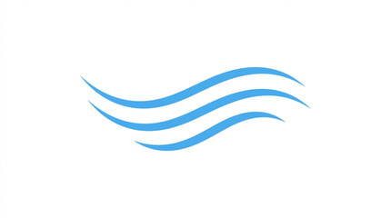 Fototapeta premium Blue wavy lines symbolizing wind or breeze in a flat design