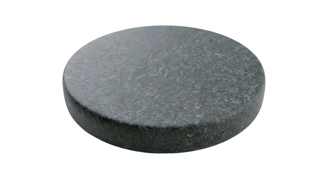 Single round circular dark gray andesite stepping stone isolated on transparent background png 