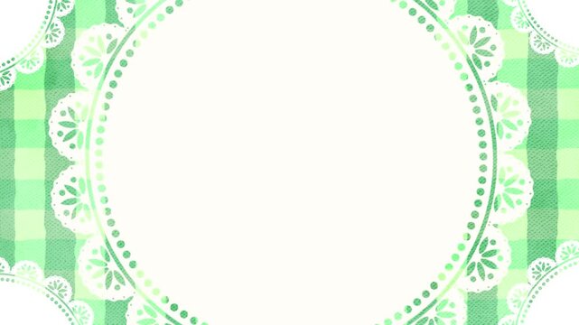 Mint Green Gingham Lace Frame Background Loop Animation