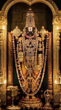 Hindu god tirupathi balaji with beautiful decoration and divine environment background