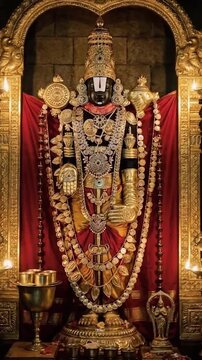 Hindu god tirupathi balaji with beautiful decoration and divine environment background