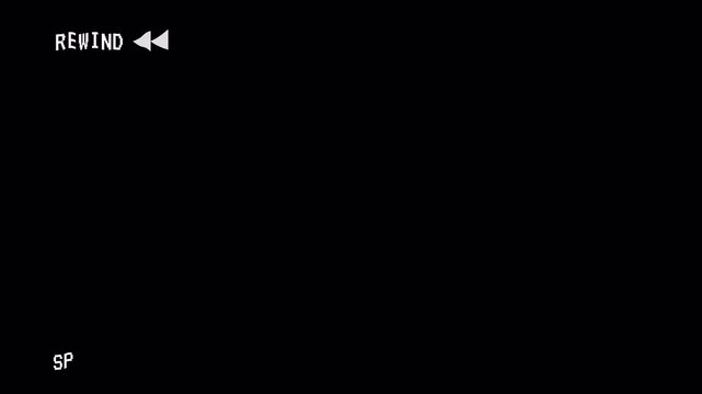 vhs rewind tape animation transparent background. Overlay Loop 4K video resolution