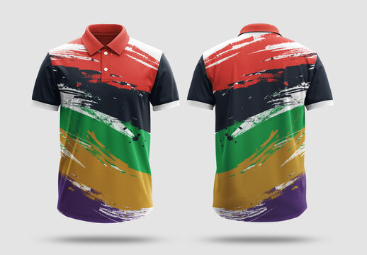 Abstract Brush Stroke Polo Shirt Design Template