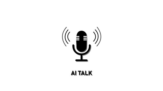 Minimalist ai talk animation with pulsing microphone symbol for technology and podcast branding artificial intelligence