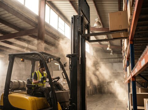 Warehouse worker performing inventory cycle count audit