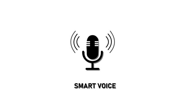 Smart voice recognition technology animation with minimalist microphone for ai and digital assistant concepts