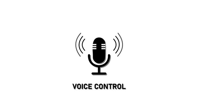 Voice control animation with microphone symbol for smart home technology and digital assistant interface