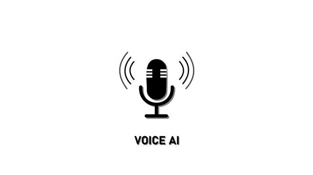 Voice ai concept animation with pulsing microphone for artificial intelligence and speech technology projects