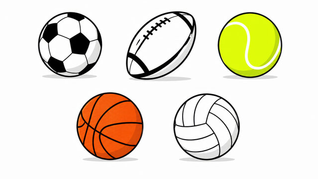 Set of pixel art sports balls including soccer football tennis and basketball