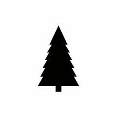 Obraz premium Black silhouette of a pine tree on white background