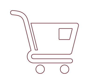 Minimalist shopping cart icon, outline vector illustration for e-commerce and retail. Simple, clean graphic design element for online stores and digital marketing.