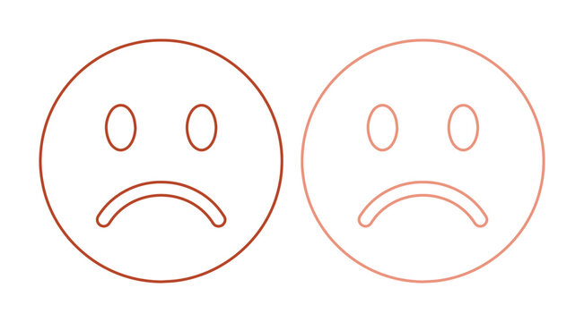 Sad face outline vector icon, unhappy emoji symbol, negative emotion graphic element, simple line art illustration for user interface design