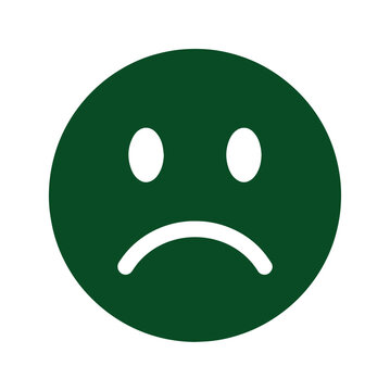 Sad face emoji vector icon, dark green unhappy emoticon, negative emotion symbol, feedback and rating graphic element