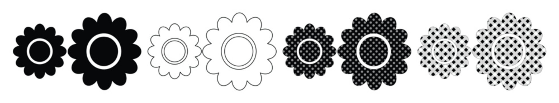 Versatile Gear Icons Set, black and white vector collection for settings and mechanics. Modern cogwheel symbols for technology, engineering, and industrial design projects.