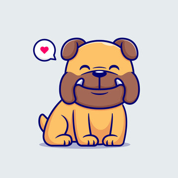 Cute Bulldog Sitting Cartoon