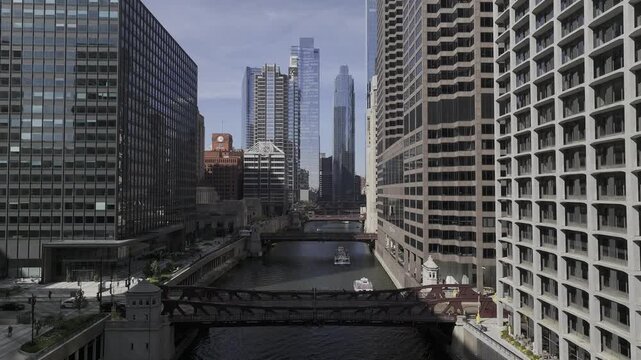 Aerial view of downtown skyline of Chicago loop area