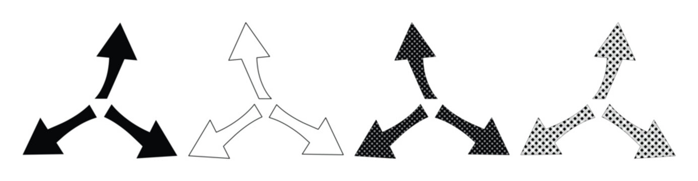 Directional Arrow Icons, a versatile vector set of four distinct arrow designs, ideal for navigation, process flow, and infographic elements