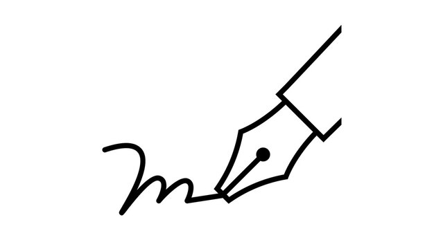 Minimalist Fountain Pen Nib Signature Style Monoline Vector Illustration on Light Background